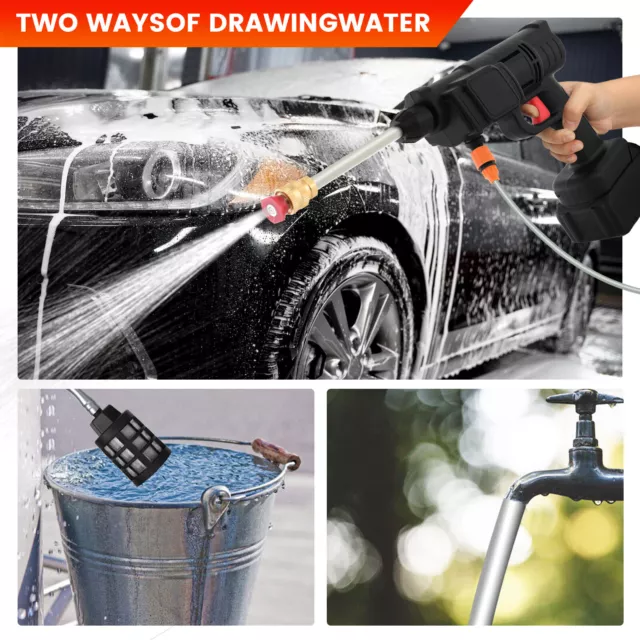 Portable Cordless Car High Pressure Washer Jet Water Wash Clean Gun 2 Battery UK 2