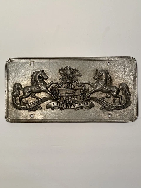 Pennsylvania License Plate PA State Flag NON-BICENTENNIAL Pewter Style JWC