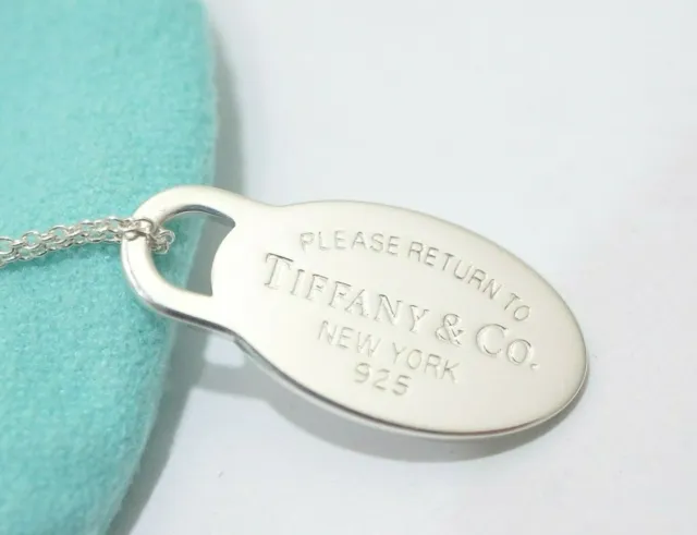 Tiffany & Co. Sterling Silver Return to Tiffany Mini Oval Tag Necklace 18"