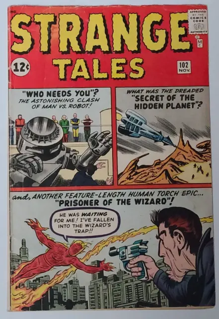 Strange Tales #102 (Marvel 1962) Est~Fn-(5.5) Human Torch 1St App Wizard! Kirby!