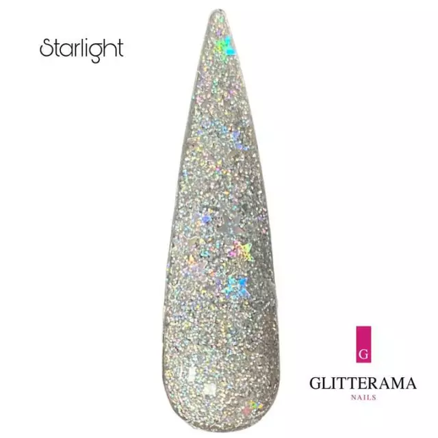 STARLIGHT poudre acrylique paillettes Glitterama chunky étoiles argent ambiance holographique