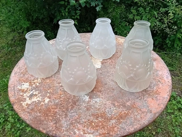 Lot de 6 Anciennes tulipes en pâte de verre  ( No Muller Degue Vianne )