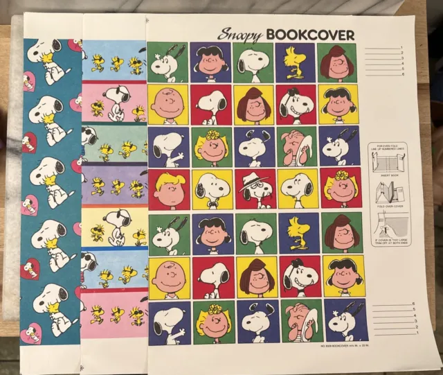 Vintage Snoopy Book Covers Paper Set of 3 Assorted Designs 14.25x22inch
