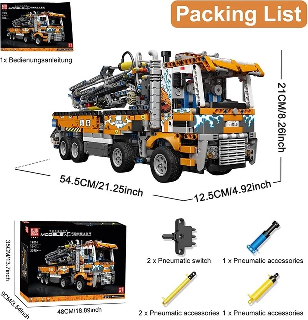 MOULD KING CONCRETE Pump Tow Truck Technic Car Building Block Kit Toy