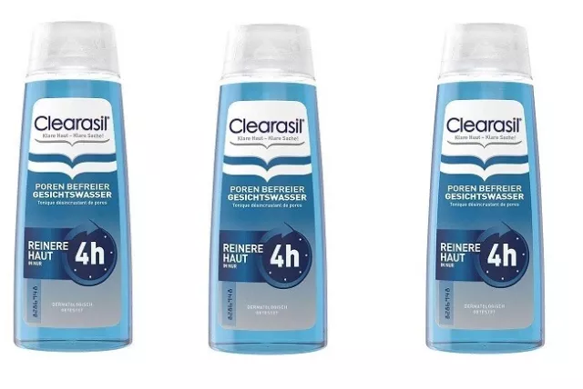 Clearasil Poren Befreier Gesichtswasser gegen Hautunreinheiten 3x 200 ml NEU