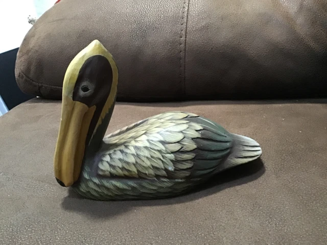 Vintage Carved Wooden Pelican About 6” Long