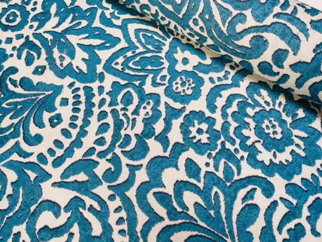 Résumé Imprimé Floral Tissu Décor Maison Rideaux Matériel 140cm Large Bleu Crème