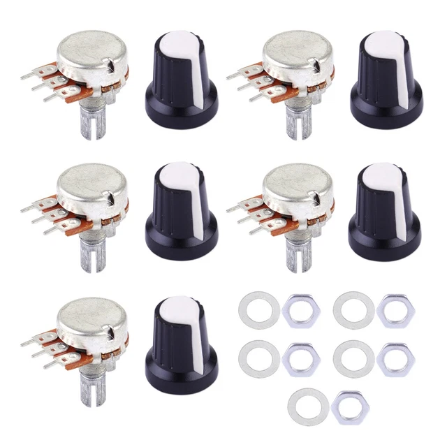 5X 10K OHM 3 Terminal Linear Taper Rotary Volume BType Potentiometer ...