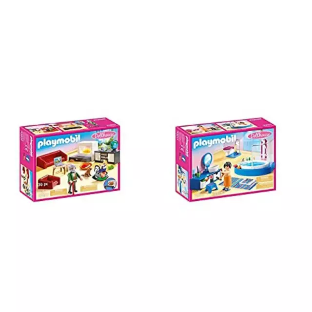 (TG. taglia unica) Playmobil Dollhouse 70207 - Soggiorno con Camino, con Effetti