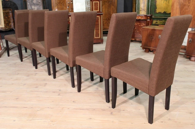 Group of six chairs in wood furniture in fabric modern armchairs living room 3