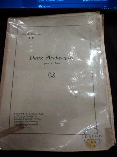 "Partition Deux arabesques Claude Debussy Music Sheet"