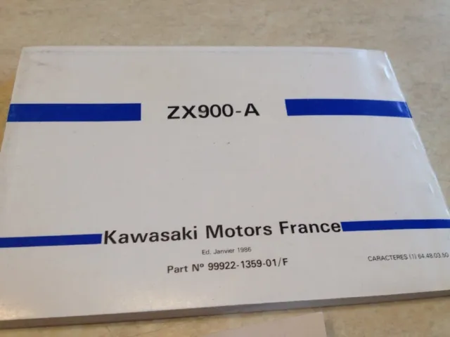 Manuel propriétaire Kawasaki GPZ900R ZX900 ZX  A GPZ 900 R owner's manual 3