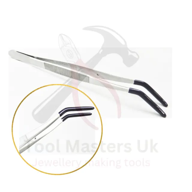 Tweezers Bent Tip PVC Coated Rubber Tips Laboratory Jewelry Hobby and Crafts