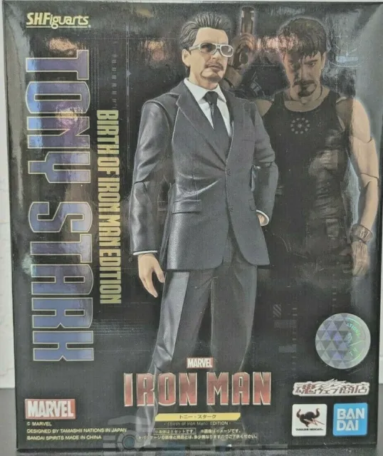 MARVEL Tony Stark Iron Man Origin S.H. Figuarts Figure Brown Box Bandai Tamashii
