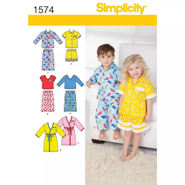 Simplicity 1574 Kleinkinder Robe Hosen Shorts Hemd Top Nähmuster Größen 6m-4yr