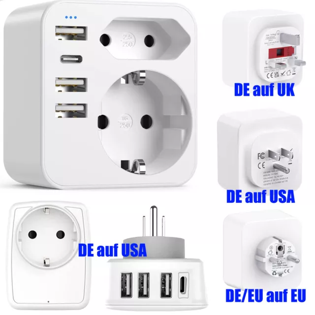 Reiseadapter EU DE auf UK/GB/England/USA Steckdose Reisestecker Adapter Strom