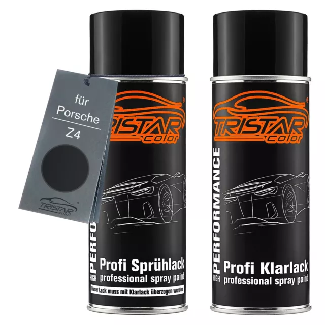 Autolack Spraydosen Set für Porsche Z4 Basaltschwarz Metallic Basislack Klarlack