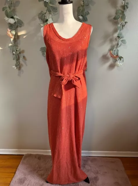 Brunello Cucinelli Belted Sequin-Embellished Maxi Dress in Sunset 2
