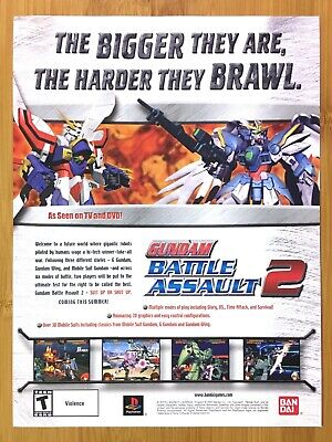 Gundam: Battle Assault 2 PS1 2002 Vintage Print Ad/Poster Official BANDAI Art