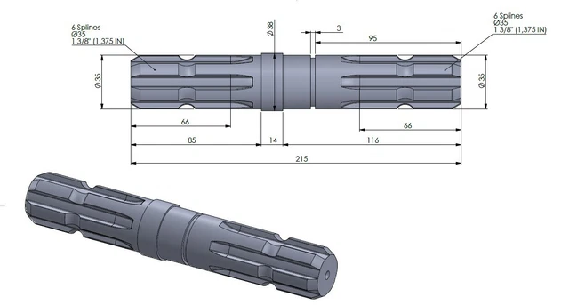 Zapfwellenstummel Verlängerung Zapfwellenprofil 1 3/8" 6-kant – Verlängerungswelle Für Traktoren Und Landmaschinen Traktor Zapfwellenprofil
