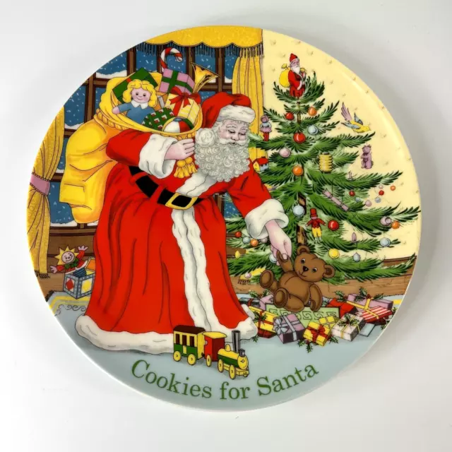 Galletas de árbol de Navidad Spode para plato de Santa 9" juguetes de porcelana tren regalo sin caja