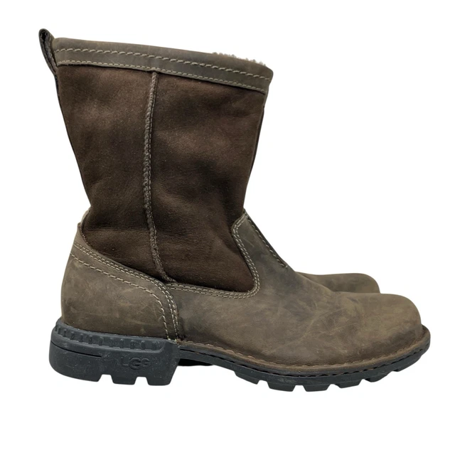 UGG HARTSVILLE SHEEPSKIN Leather Boots Dark Brown SN 5626  display picture 1