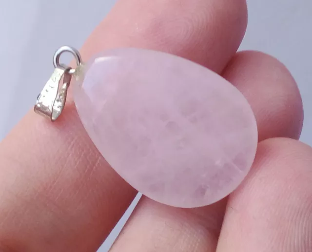 pendentif unique n°3 forme goutte en quartz rose pierre naturelle