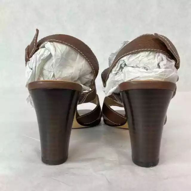 Karen Scott Sandals Womens Sz 6 Adriana Brown Leather Strappy Heeled Buckle 3
