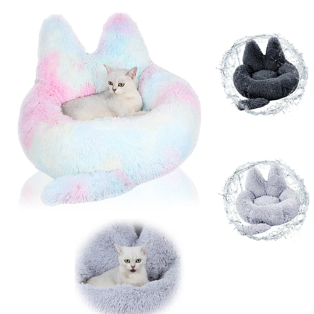 Cat Bed Pet Dog Calming Soft Comfy Shag Fluffy Warm Kitten Bed Nest Sleeping Mat