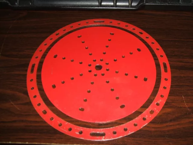 Meccano Red Circular Strip and Circular Plate - Parts 145 and 146