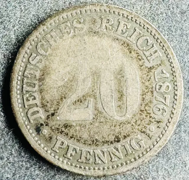 20 Pfennig 1876 D Deutsches Kaiserreich Wilhelm I 1 g .900 Silber KM#5 K020224B