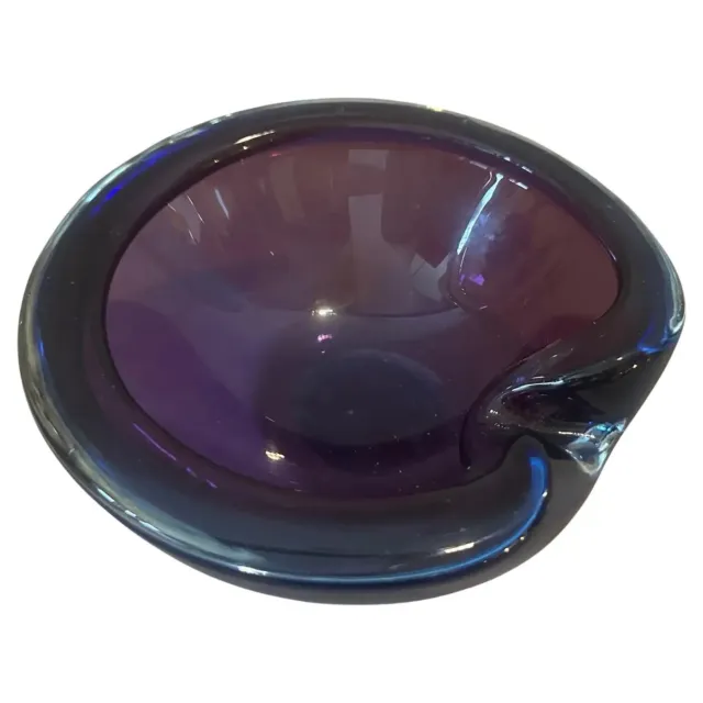 1970s Modernist Blue and Purple Murano Glass Bowl by Seguso