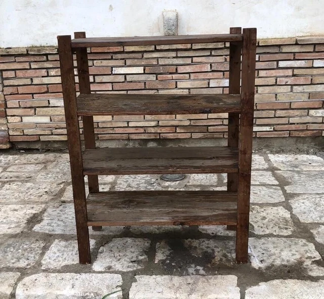 Antica etagere libreria mobile scaffale da lavoro in legno massello primi 900