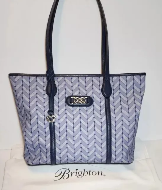 Brighton Interlok Collection Blue-Multi Roomy Tote Coated Canvas & Leather $450