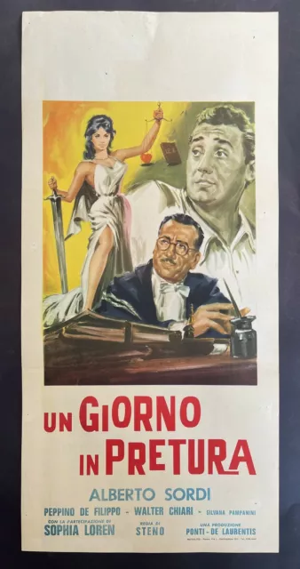 CINEMA-locandina UN GIORNO IN PRETURA Sordi, Sophia Loren, De Filippo, STENO