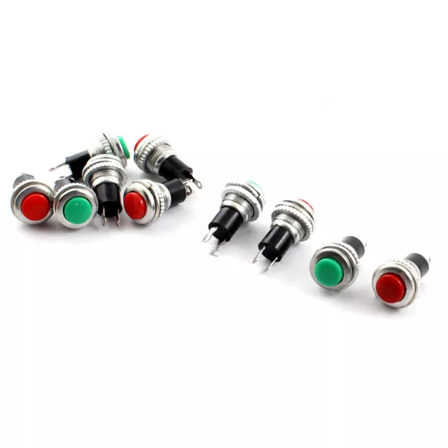 Red Green SPST Panel Momentary Metal Push Button Switch AC125V 3A 250V 6A 10pcs