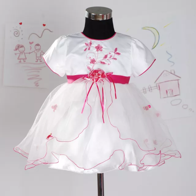 New Christening Party Flower Girl Dress in Hot Pink,White,Lilac,Red 3-18 Months