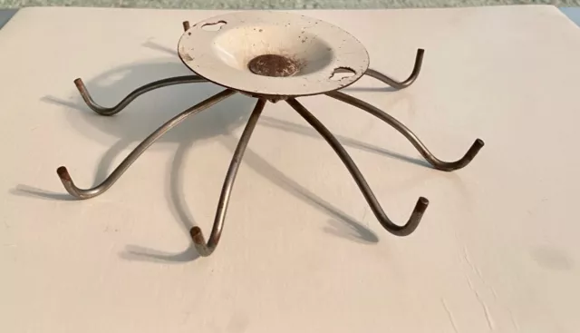 ANTIQUE Vintage  Rotating Under the Counter Metal Utensil Cup Hooks Holder