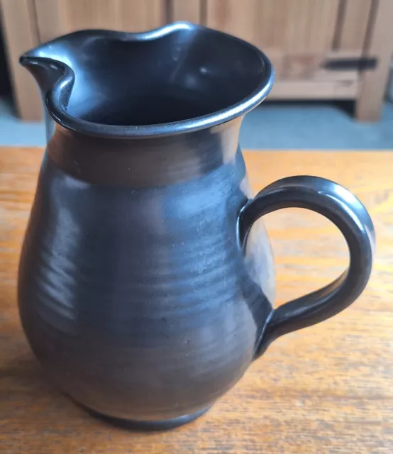 Vintage Prinknash Pottery Jug Gunmetal Grey Very Good Condition c. 1 Pint