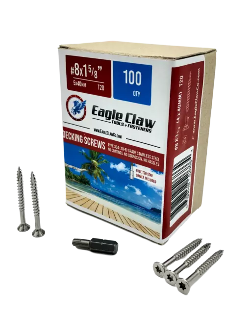 Eagle Claw Stainless Steel Wood Screws Star Drive Flat Head Various Sizes