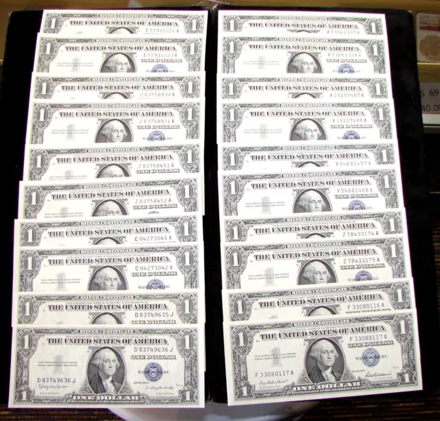 1957 $1 Silver Certificates 10 Lots Of High Grade Consecutive Numbered *20 Notes