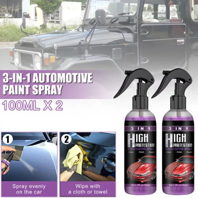 2X 3in1 Schneller Automantelmithohem Schutz Keramik Beschichtungsspray Hydrophob