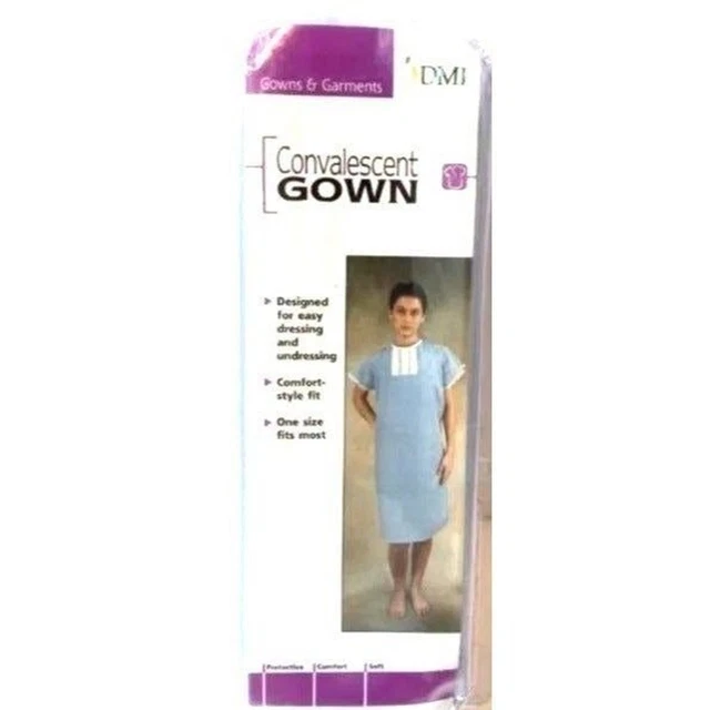 Convalescent Gown Blue with Snap Shoulders