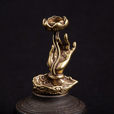 Collect Chinese Bronze Copper Buddha Hand Lotus Flower Incense Burner Censer