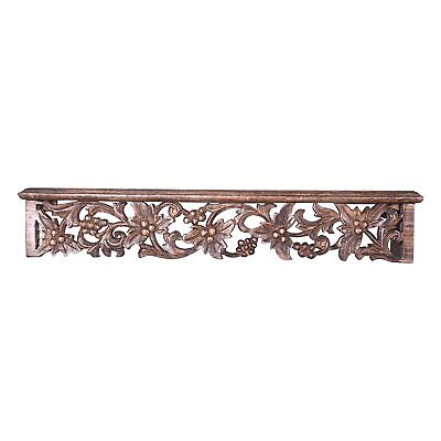 Hand Carved Decorative Brown Wooden Wall Mounted Shelf/ Shelves / Bracket B10