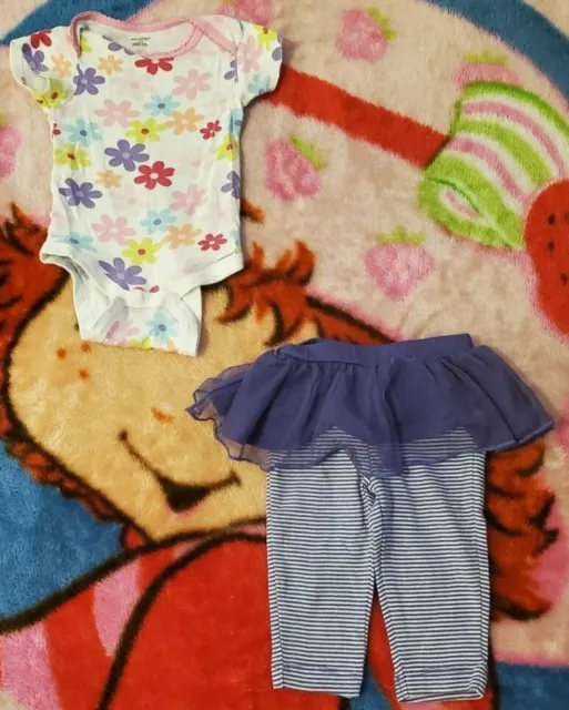 Carters Baby Girl Clothes 3 Months Tutu & Bodysuit Shirt Pants Set