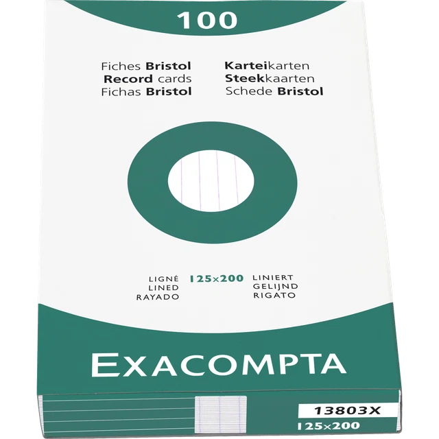 Exacompta 12x Karteikarten 125x200mm liniert Faltschachtel 100 Stück Weiß 13803X