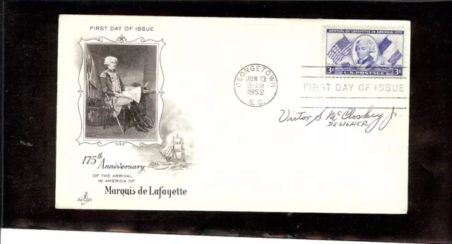 Us Autographed First Dar Scott#1010 Marquis De Lafayette 1 Signature