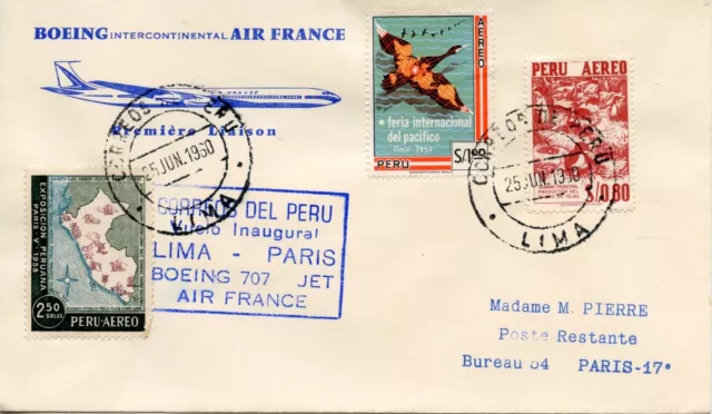 Air Mail Par Avion / Air France / Par Boeing / Lima Pour Paris 1960