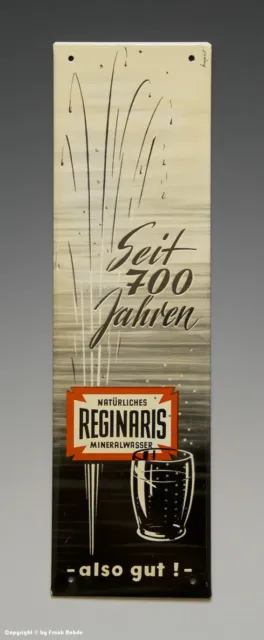 Blech-Türschild - REGINARIS MINERALWASSER - um 1955